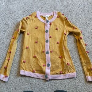 Matilda Jane Mustard and Pink Kids Sweater Cardigan Button Front